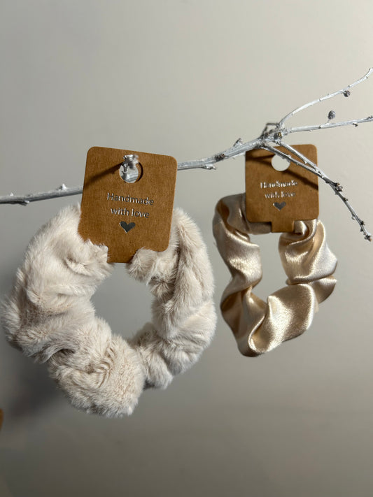 Scrunchies Elastieken Creme/Wit